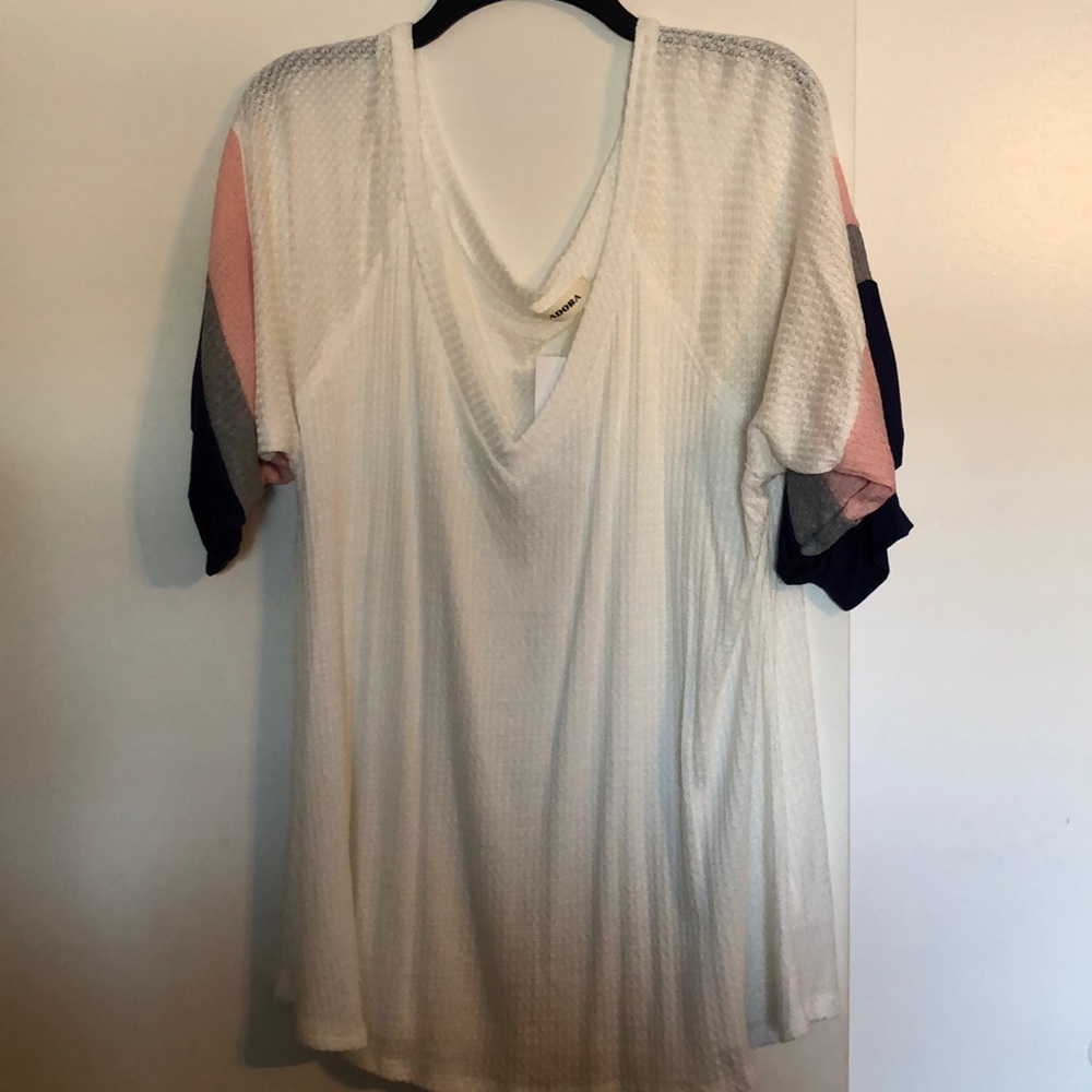 White off the shoulder short sleeve shirt